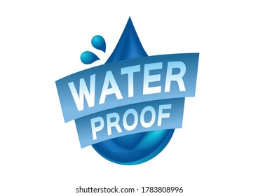 Logotipo resistente al agua, icono y vector. versión de agua azul