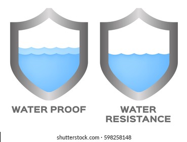 Water resistant and proof logo , icon and vector