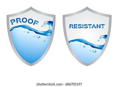 Water resistant and proof logo , icon vector . blue version