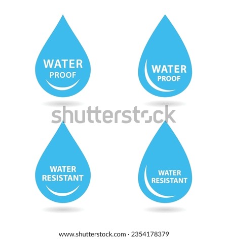 Water resistant and Water proof logo, icon, and vector.