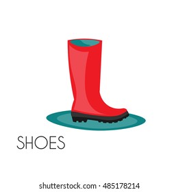  water resistant shoes, red rain boot logo on white