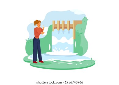 Water Resource. Environment Illustration Concept. Flat Illustration Isolated On White Background.