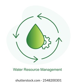 Ícone de Gestão de Recursos Hídricos - Uma Gota de Água com um Símbolo de Reciclagem para Conservação