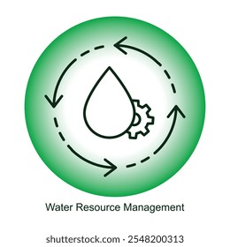 Ícone de Gestão de Recursos Hídricos - Uma Gota de Água com um Símbolo de Reciclagem para Conservação