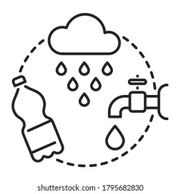 Los recursos de agua marcan un icono negro. Signo de energía verde. Gestión del agua. Elemento vector aislado. Esbozo pictograma para página web, aplicación móvil, promoción.