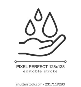 Water resources pixel perfect linear icon. Exhausted natural sources. Environment conservation. Thin line illustration. Contour symbol. Vector outline drawing. Editable stroke. Poppins font used