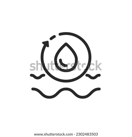 Water Reuse Icon. Vector Outline Water Drop in Circular Arrow. Resource Conservation and Sustainable Water Management sign. 