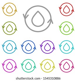 Water, revers, circle multi color icon. Simple thin line, outline vector of water icons for ui and ux, website or mobile application