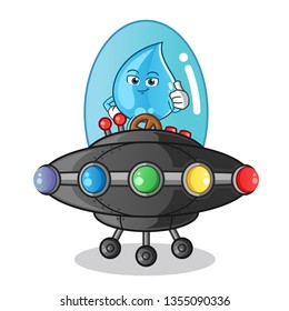 water riding ufo mascot vector cartoon illustration