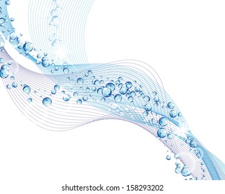 Water ripple background with bubbles. Vector illustration with transparency and meshes  EPS 10.