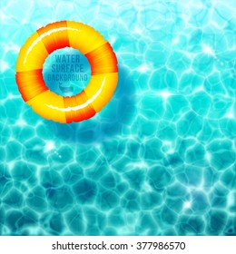 Water Ripple Background With Yellow Rubber Ring.