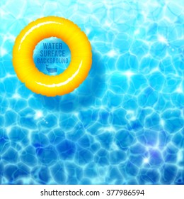 Water Ripple Background With Yellow Rubber Ring.