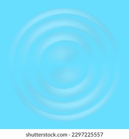 Water ripple effect top view. Realistic caustic drop or sound wave splash effect, concentric circles in puddle. Vector round wave surface