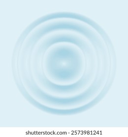 Water ripple effect top view. Realistic caustic drop or sound wave splash effect, concentric circles in puddle. Vector round wave surface