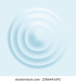 Water ripple effect top view. Realistic caustic drop or sound wave splash effect, concentric circles in puddle. Vector round wave surface