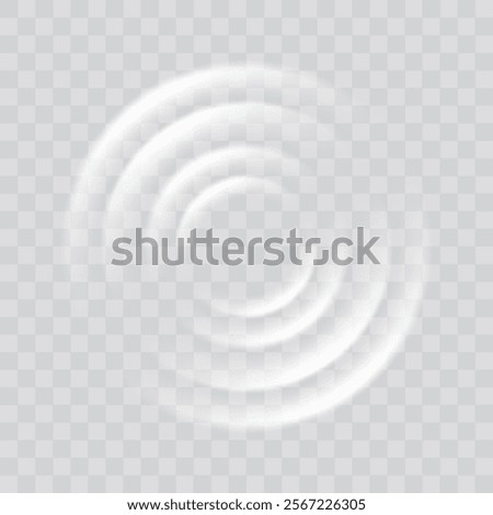 Water ripple effect top view. Realistic caustic drop or sound wave splash effect, concentric circles in puddle. Vector round wave surface on transparent background