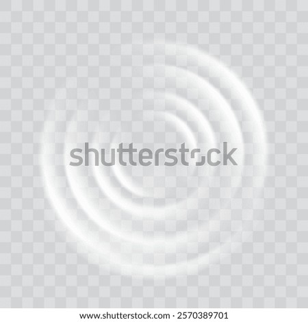 Water ripple effect top view. Realistic caustic drop or sound wave splash effect, concentric circles in puddle. Vector round wave surface on transparent background