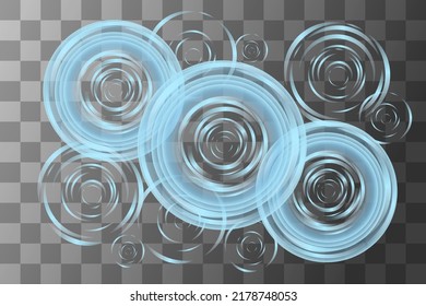 Water ripple on transparent background blue color top view circle water splash vector illustration