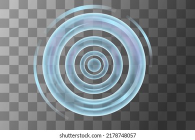 Tubería de agua sobre fondo transparente color azul vista superior círculo agua salpicar ilustración vectorial