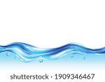 Water ripple realistic composition with water flow waves and air bubbles vector illustration