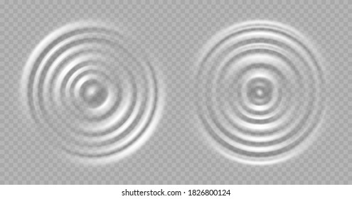 Water ripple. Round wave surfaces on transparent background