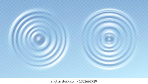 Water ripple. Round wave surfaces on transparent background