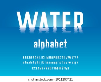 water ripple style alphabet design with uppercase, lowercase, numbers and symbols