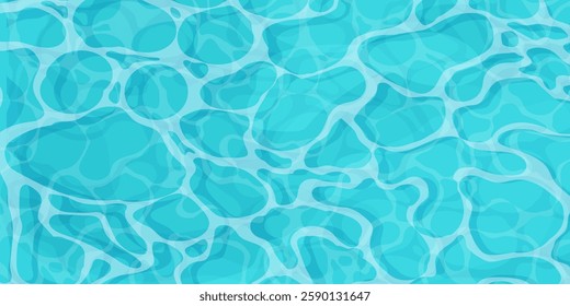 Water ripple surface pool or ocean water with glares sunlight reflections, game texture top view. Beach sea clean and deep water. Vector illustration