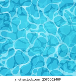 Water ripple surface pool or ocean water with glares sunlight reflections, game texture top view. Beach sea clean and deep water.