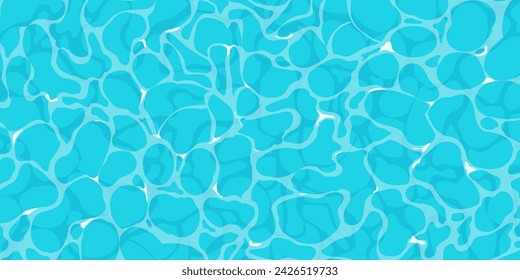 Water ripple surface with sunlight reflections in cartoon style, game texture top view. Beach, ocean clean and deep water.