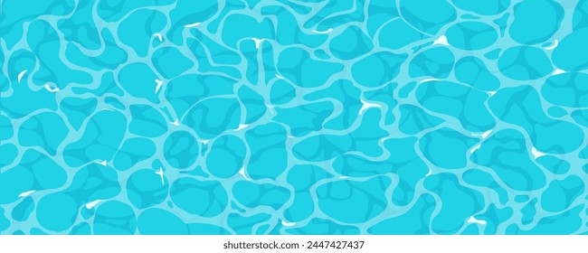 Water ripple surface with sunlight reflections in cartoon style, game texture top view. Beach, ocean clean and deep water.