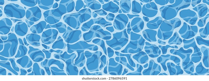 Water ripple surface top view, water with glares sunlight reflections, game texture. Beach sea clean and deep water.