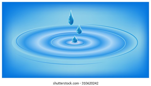 Water ripple vector illustration. Waves on water from falling drop.