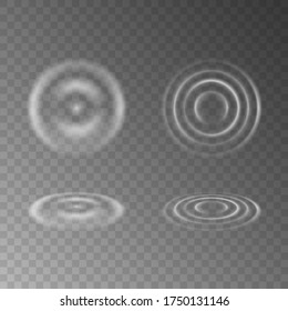 Las olas de ondas de choque de agua salen de la gota aisladas en un fondo transparente.