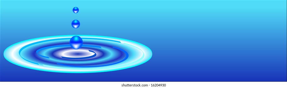 water ripples banner with drops