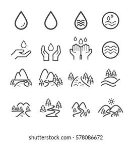 Water And River Icon Set.vector.