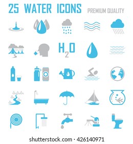 water and river icons set.