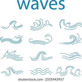 water, river and sea symbol icon set
