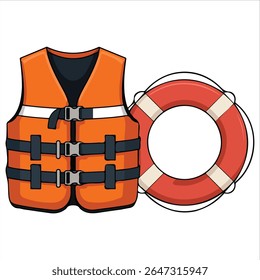 Water safety gear with rope and belt isolated