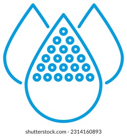Water Salinity icon for measuring water quality. Simple vector blue symbol with thin lines isolated on transparent background