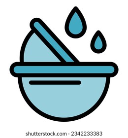 Water save dish icon outline vector. Clean drop. Eco shower color flat