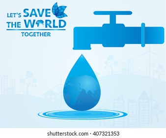 water save the world, concept of infographics. Vector illustration EPS10.