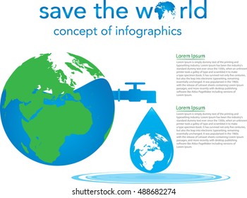 water save the world, concept of infographics. Vector illustration EPS10.