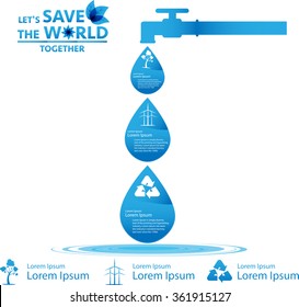 water save the world. Vector Illustrator.