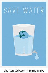 Water saving concept Economical use of water . vector flat design