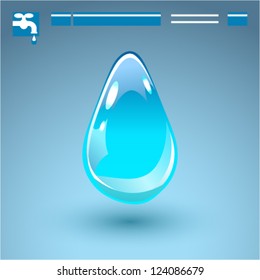 Water saving. Eco background with water drop, symbolic icon. EPS 10 vector.