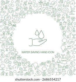 Water Saving Hand Icon, line style with mosaic icon background, great for web and background use.