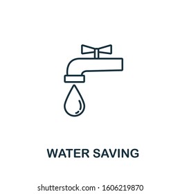 Water Saving icon from clean energy collection. Simple line element water saving symbol for templates, web design and infographics
