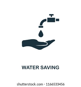 Water Saving icon. Monochrome style design from power and energy collection. UI. Pixel perfect simple pictogram water saving icon. Web design, apps, software, print usage.