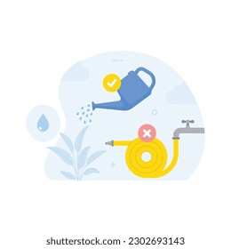 Water saving illustration concept. Save the water resources sustainable consumption, cost effective lifestyle